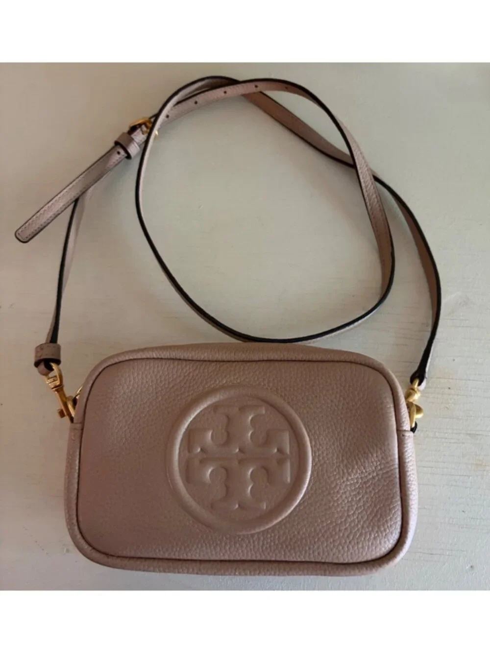 Tory Burch Perry Bombe Beige Crossbody Camera Handbag